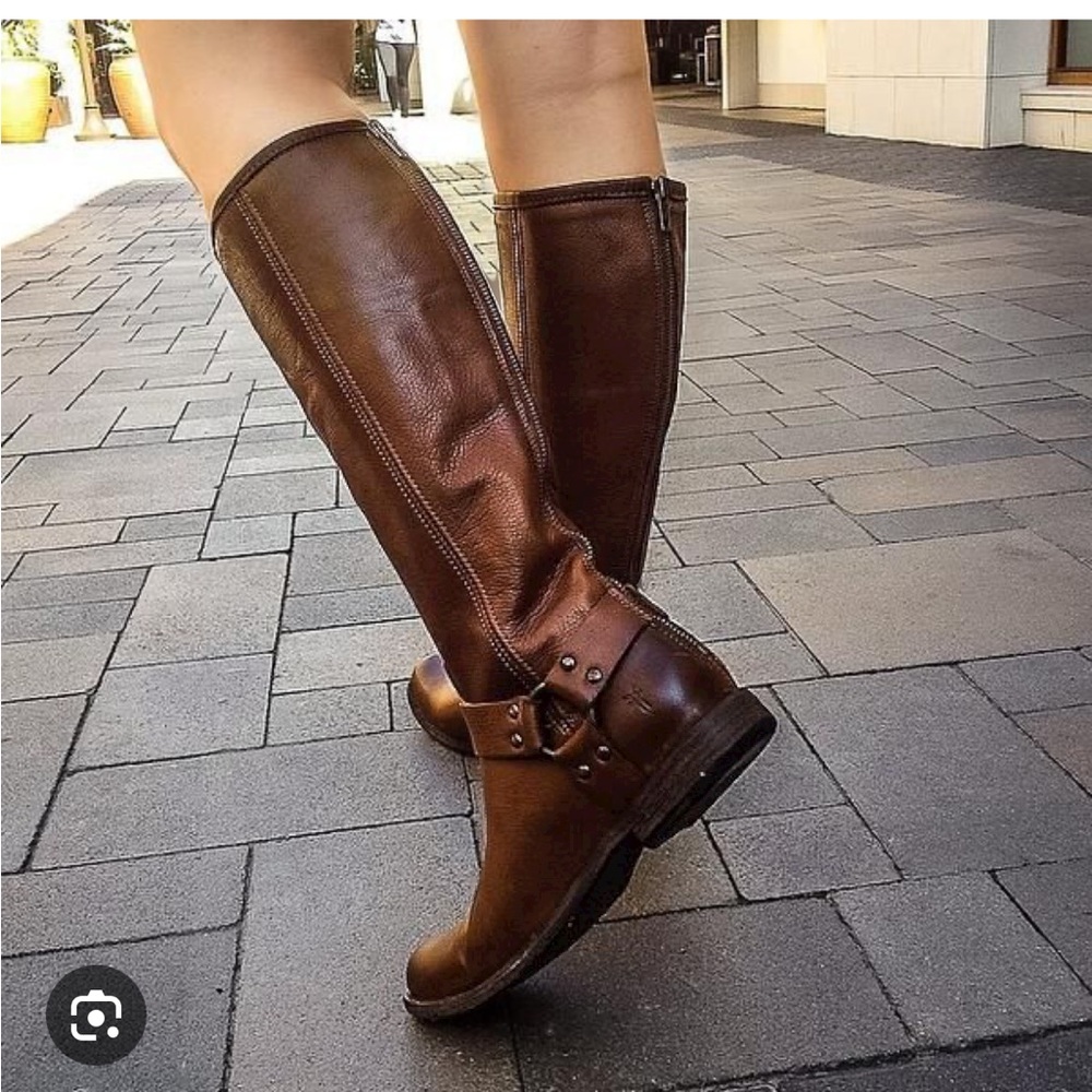 Frye Philip Harness Tall Boot Brown - Size 8.5
